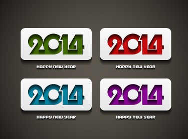 2014 Happy New Year creative cards vector 02