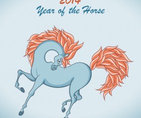 2014 Year of the horse cute design vector 01