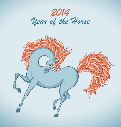 2014 Year of the horse cute design vector 01