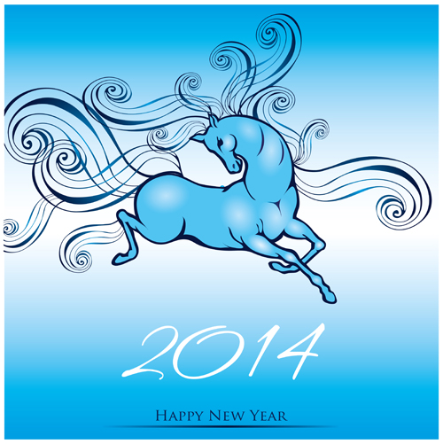 2014 Year of the horse cute design vector 03 free download