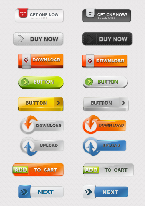Shiny web buttons psd material