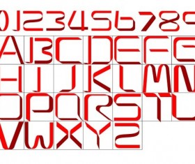 Red ribbon alphabet with number vector