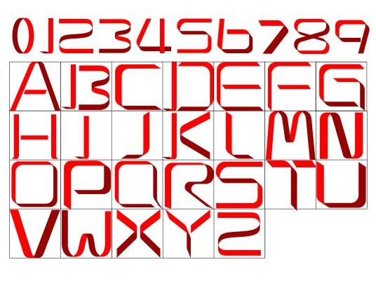 Red ribbon alphabet with number vector