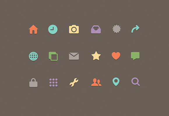Colored flat web psd icons