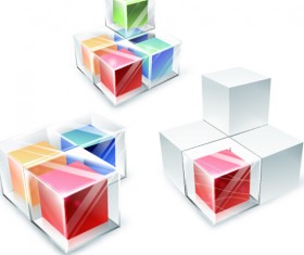 Colored transparent cube vector background