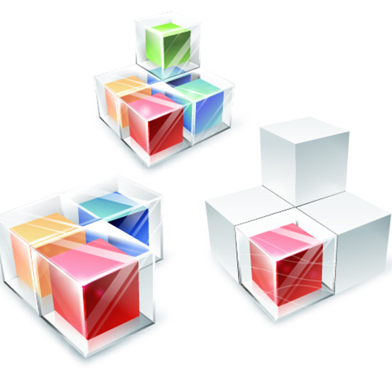 Colored transparent cube vector background