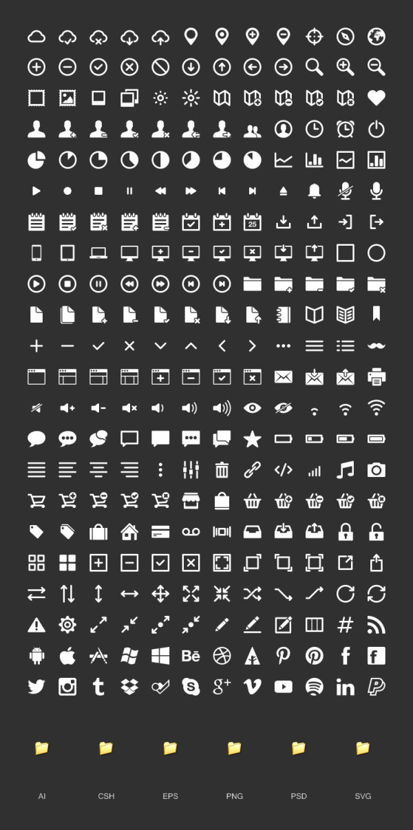 Black and white web media icons vector