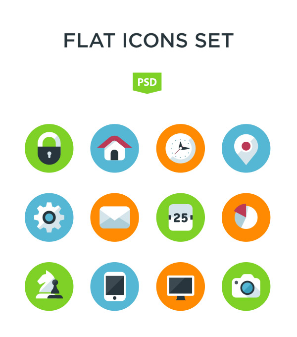 Flat app icons psd set