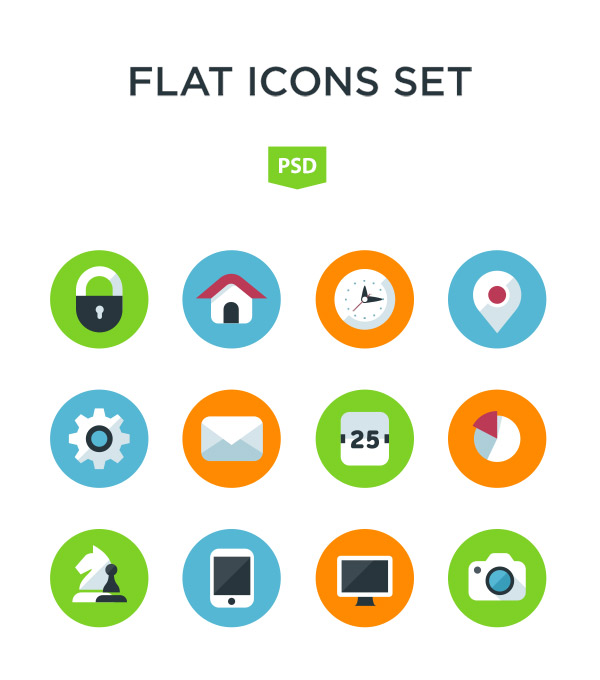 Flat app icons psd set free download