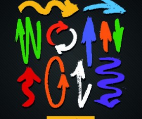 Hand drawn colored arrows vector 01