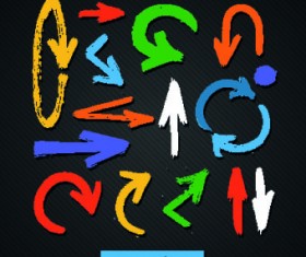Hand drawn colored arrows vector 02