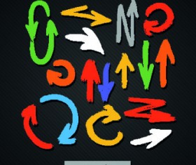 Hand drawn colored arrows vector 04