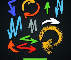 Hand drawn colored arrows vector 05