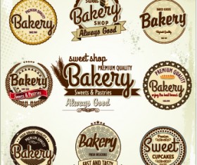 Vintage bakery labels creative vector set 01