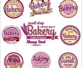 Vintage bakery labels creative vector set 02