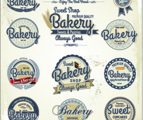 Vintage bakery labels creative vector set 03