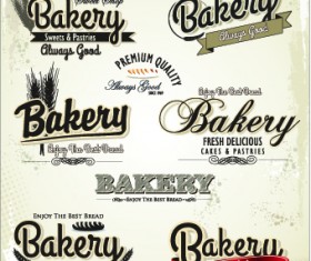 Vintage bakery labels creative vector set 04