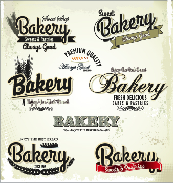 Vintage bakery labels creative vector set 04