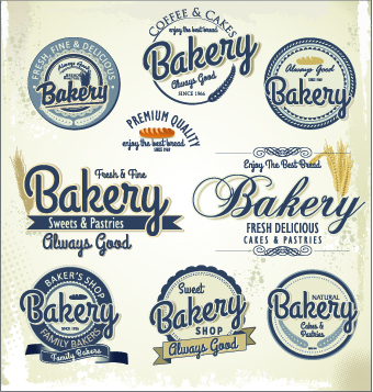 Vintage bakery labels creative vector set 05