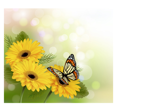 Beautiful butterfly and flower vector background 02