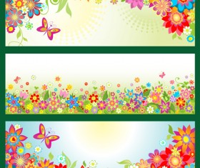 Beautiful floral and butterfly banner vector