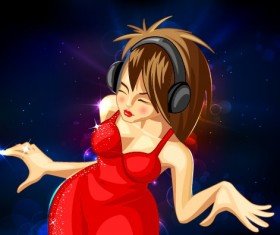 Beautiful girl and music design vector