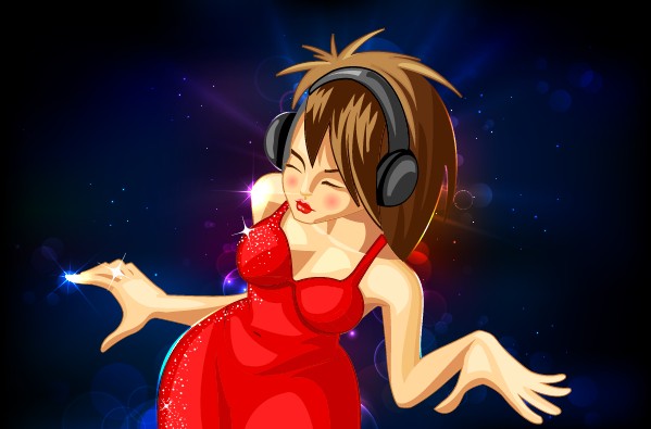 Beautiful girl and music design vector