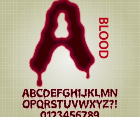 Blood style alphabet font design vector