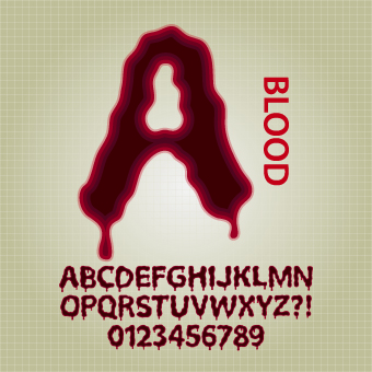 Blood style alphabet font design vector