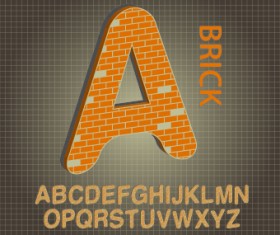 Brick style alphabet font design vector