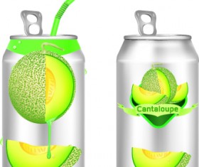 Cantaloupe Drinks with packing vector 01