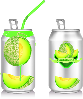 Cantaloupe Drinks with packing vector 01