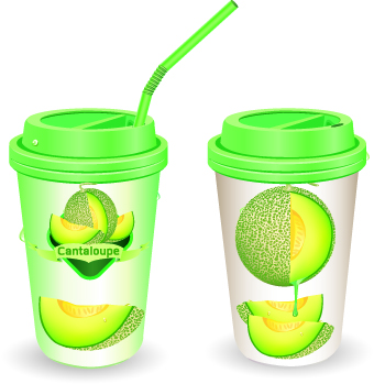 Cantaloupe Drinks with packing vector 02