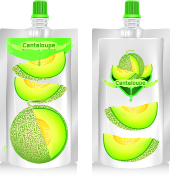 Cantaloupe Drinks with packing vector 03
