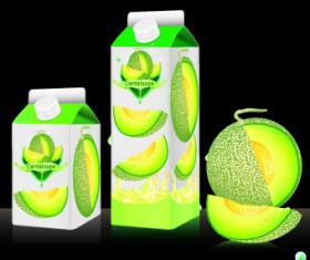 Cantaloupe Drinks with packing vector 05