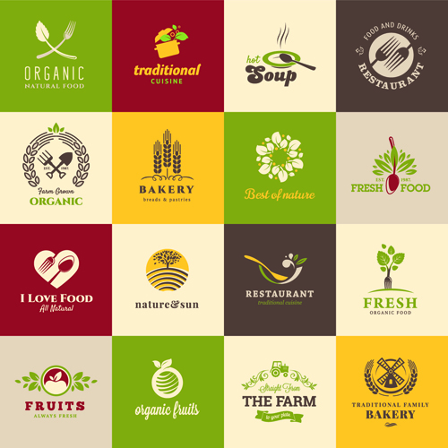 Creative food elements logos vector material 01
