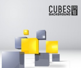 Cubes abstract background art vector 01