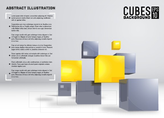 Cubes abstract background art vector 03
