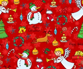 Cute Christmas seamless pattern vector 07