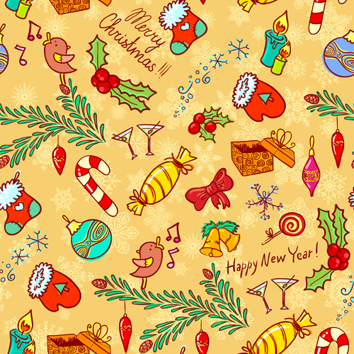 Cute Christmas seamless pattern vector 08