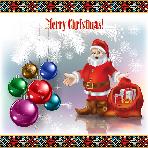Cute Santa Claus Christmas background vector 03