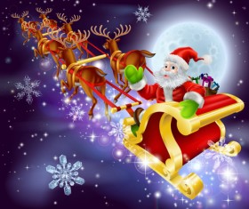 Christmas night Reindeer background vector free download