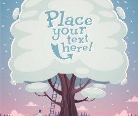 Cute cartoon trees vector background graphics 02