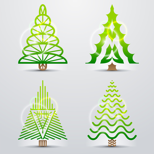 Different Christmas tree design vector 01
