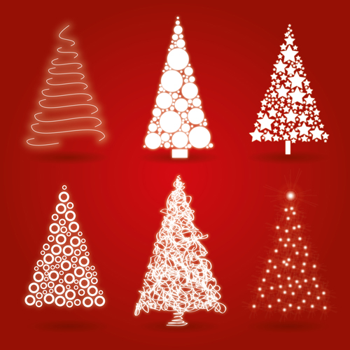 Different Christmas tree design vector 02