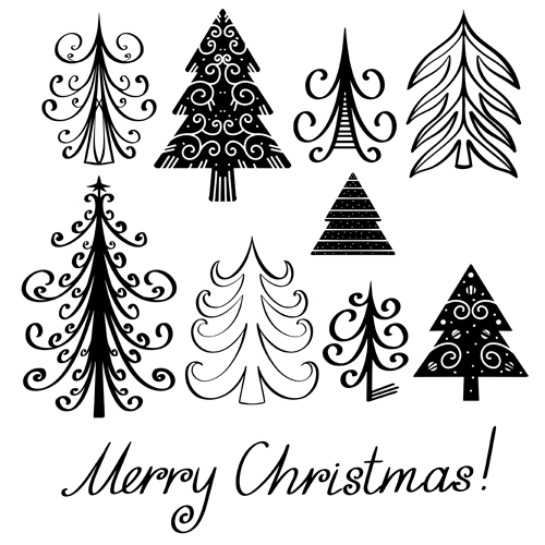 Different Christmas tree design vector 03