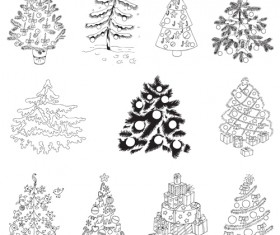 Different Christmas tree design vector 04