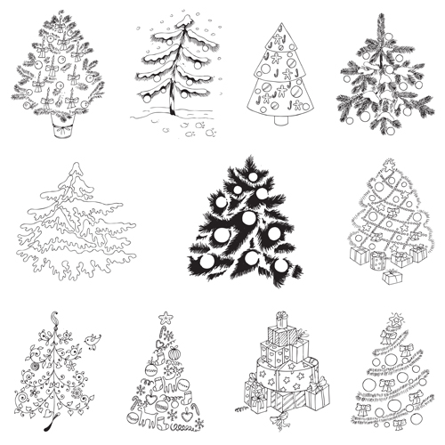 Different Christmas tree design vector 04