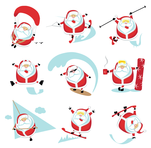 Different Santa Claus design vector 01