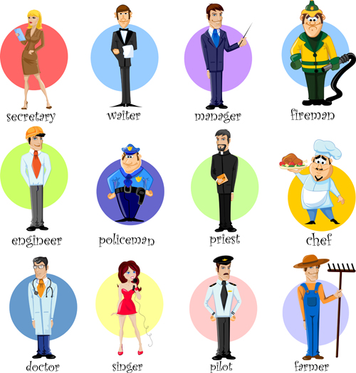 Different professions design elements vector 02